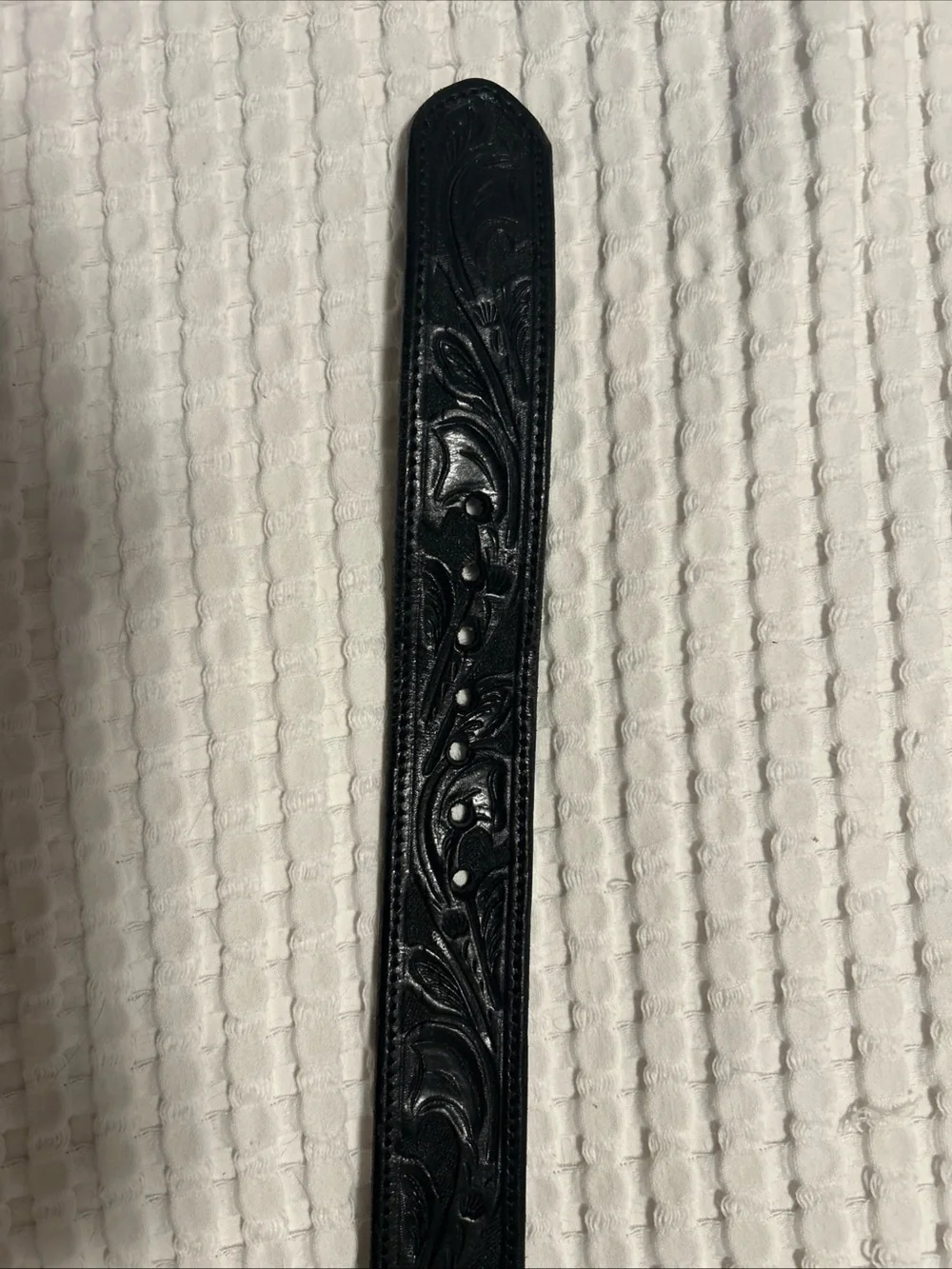 Black Leather Men’s Western Floral Belt Silver Buckle  36-40” Waist Size 38